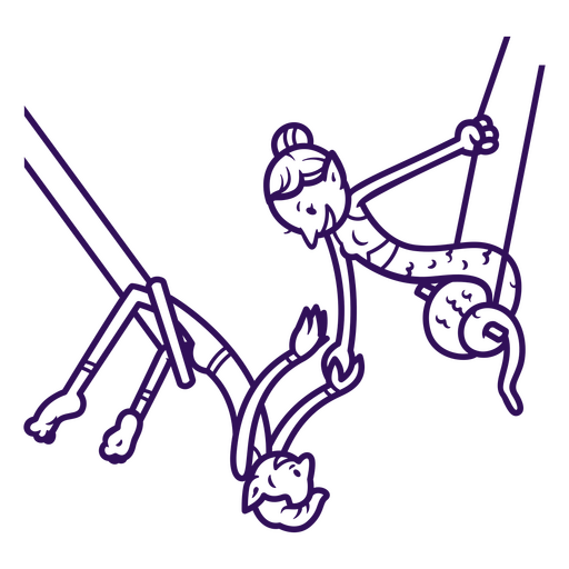 Circus monsters performing stunts on the trapeze PNG Design