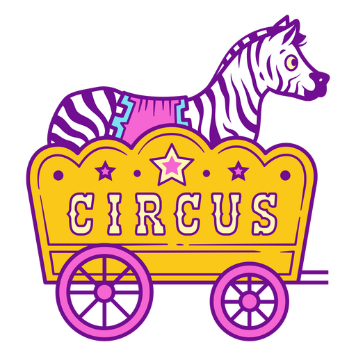 Zebra de circo em um carrinho Desenho PNG
