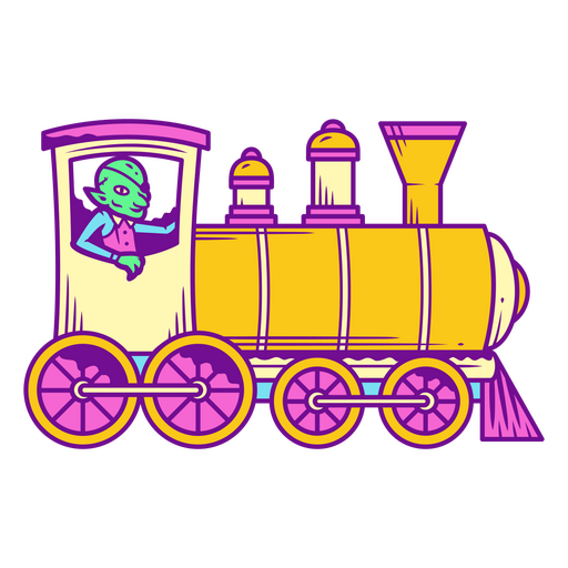 Colorful train with monster driver PNG Design