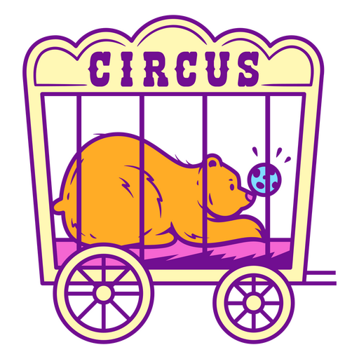 Big bear travelling in circus trolley PNG Design