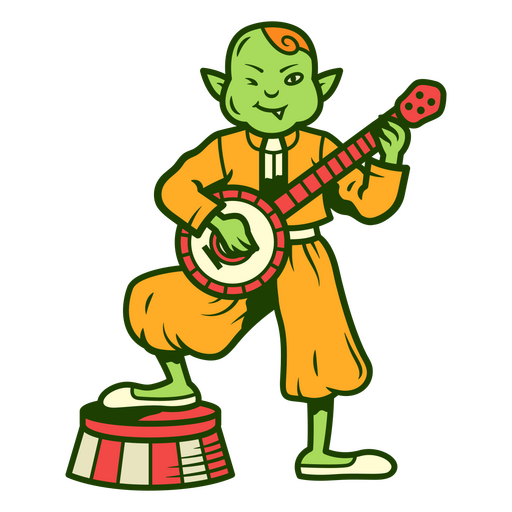 Circus monster character playing the banjo PNG Design