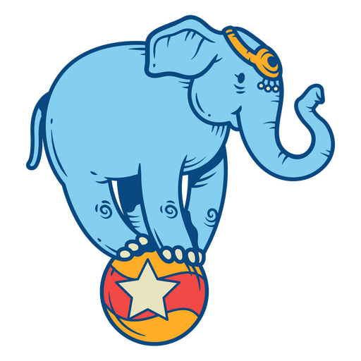 Elefante de circo fazendo truque em uma bola Desenho PNG