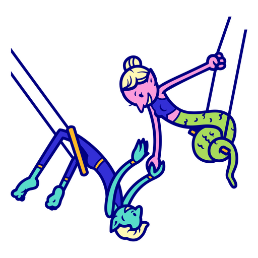 Circus monsters on trapeze PNG Design