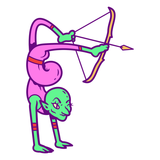 Circus monster performing archery stunt PNG Design