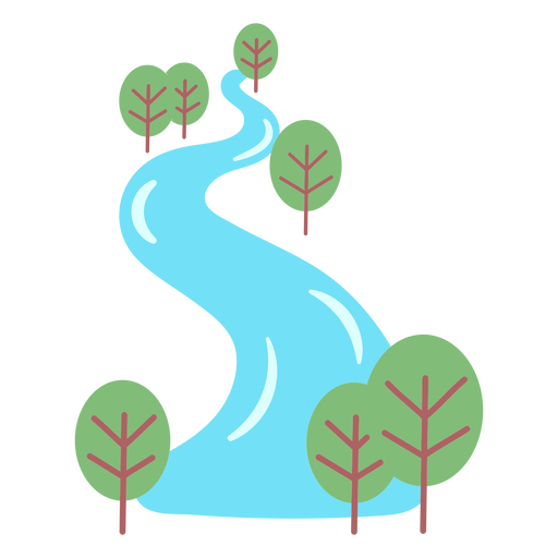 Fluss mit Baumlandschaft PNG-Design
