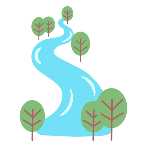 paisaje de río con árboles Diseño PNG