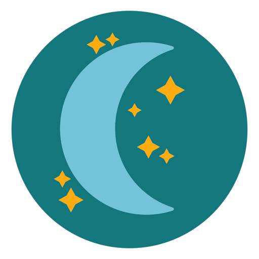Luna con estrellas icono plano Diseño PNG