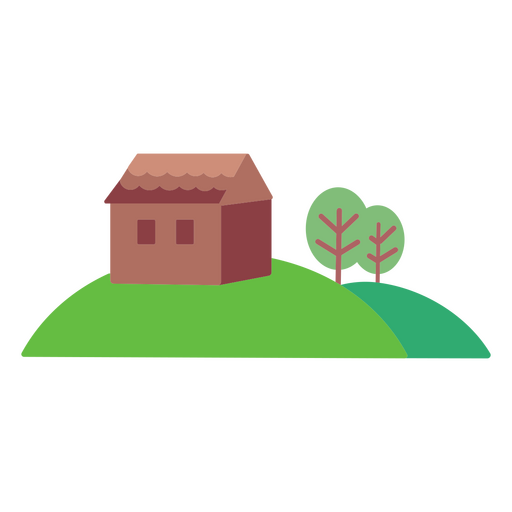 Casa em um ícone minimalista de colina Desenho PNG