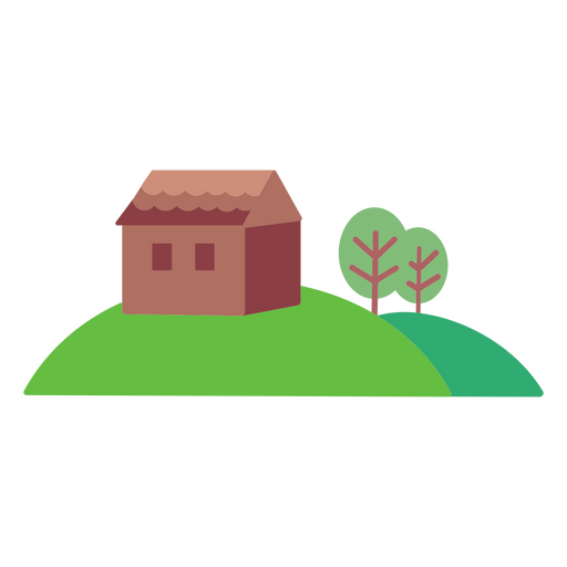 House on a hill minimalist icon PNG Design