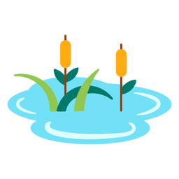 Cattail plants in a pond icon PNG Design
