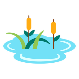 Plantas de totora en un icono de estanque Diseño PNG