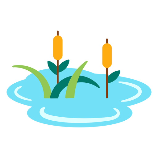 Cattail-Pflanzen in einem Teich-Symbol PNG-Design