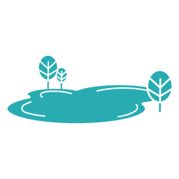 ícone minimalista do lago e das árvores Desenho PNG