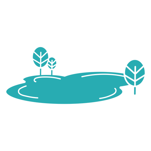 Icono minimalista de lago y ?rboles. Diseño PNG
