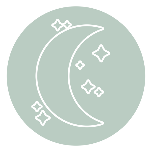 Icono minimalista de luna y estrellas. Diseño PNG