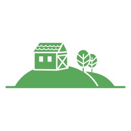 House on a hill with trees PNG Design