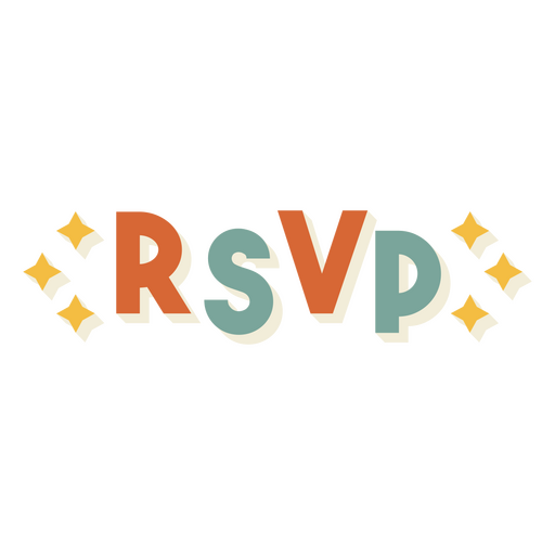 Rsvp sparkly colorful sign PNG Design