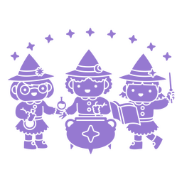 Grupo de bruxas bonitos cozinhar feitiço mágico Desenho PNG