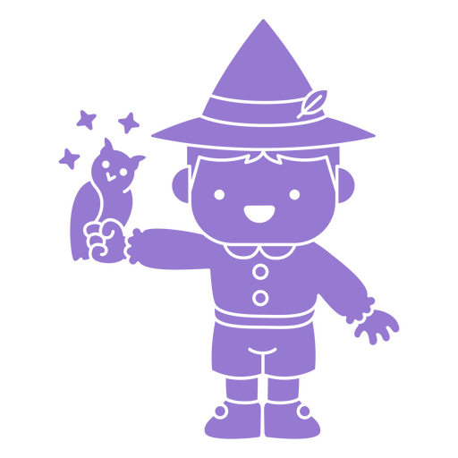 Cute wizard kid with owl PNG Design