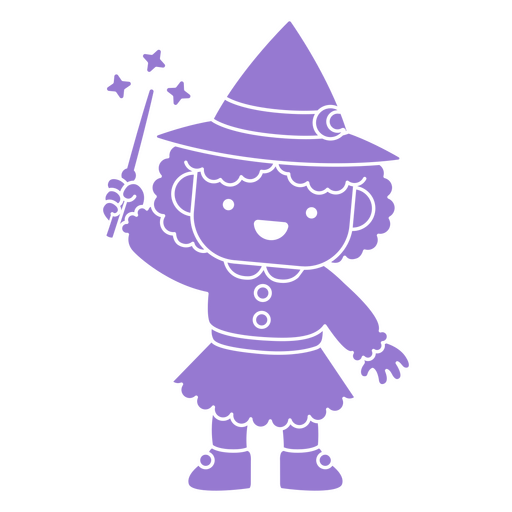 Cute witch character with magic wand PNG Design