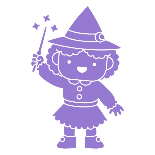 Personagem de bruxa bonito com varinha mágica Desenho PNG