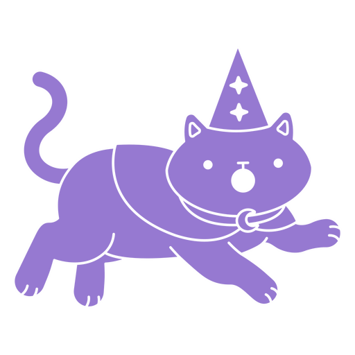 Cute cartoon cat with wizard clothes PNG Design