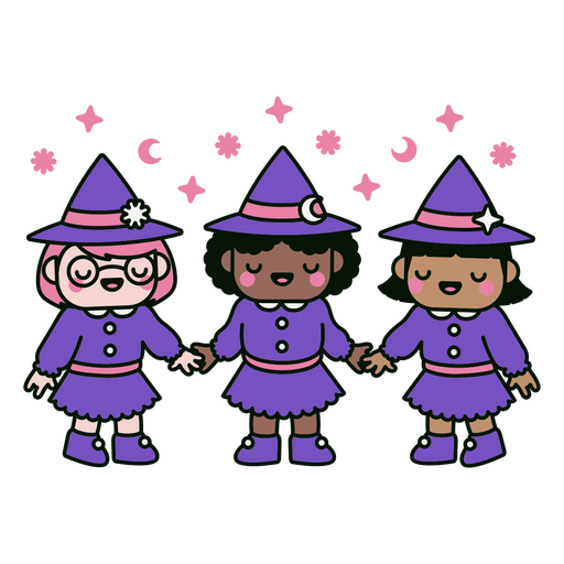 Cute group of witches PNG Design