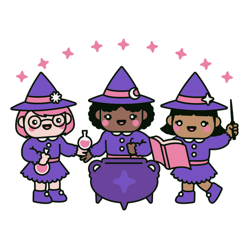 Cute witches cooking spell PNG Design