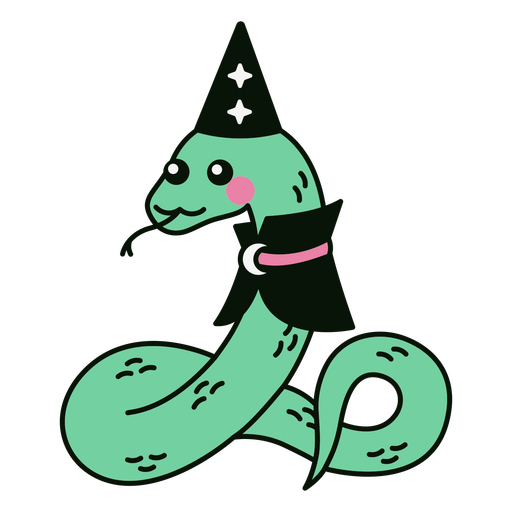 Linda serpiente con disfraz de mago Diseño PNG