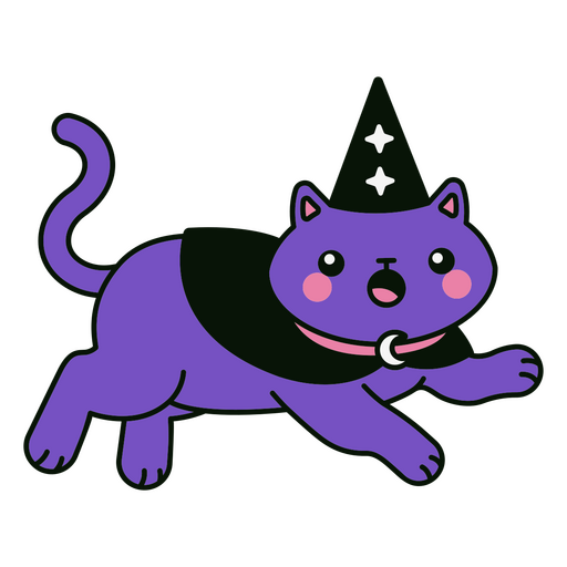 Cute cat in wizard costume PNG Design