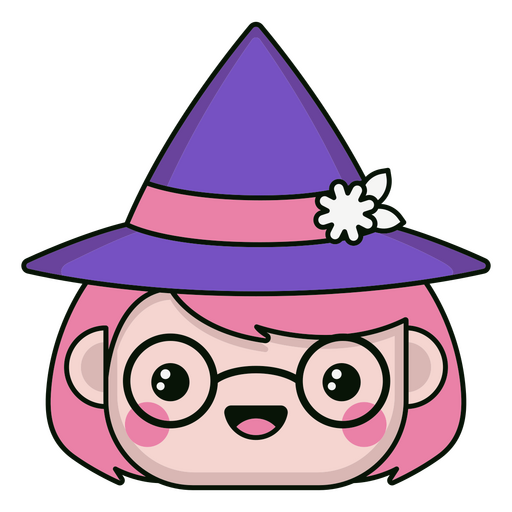 Cute kawaii witch with glasses  PNG Design