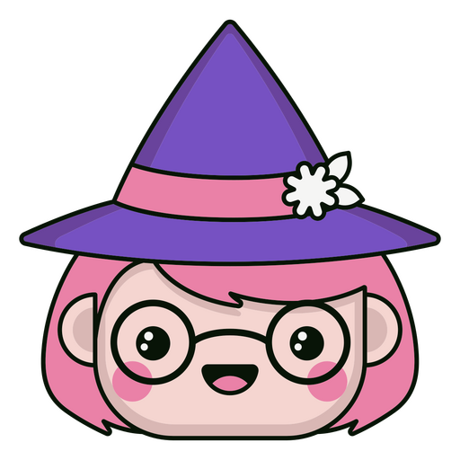 Süße kawaii Hexe mit Brille PNG-Design
