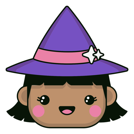 Cute witch character's head PNG Design