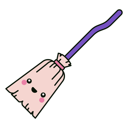Cute flying broom character PNG Design