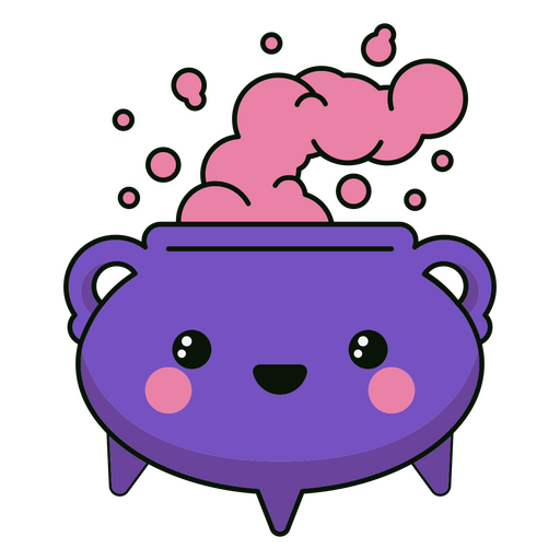 Cute witch magic pot character PNG Design