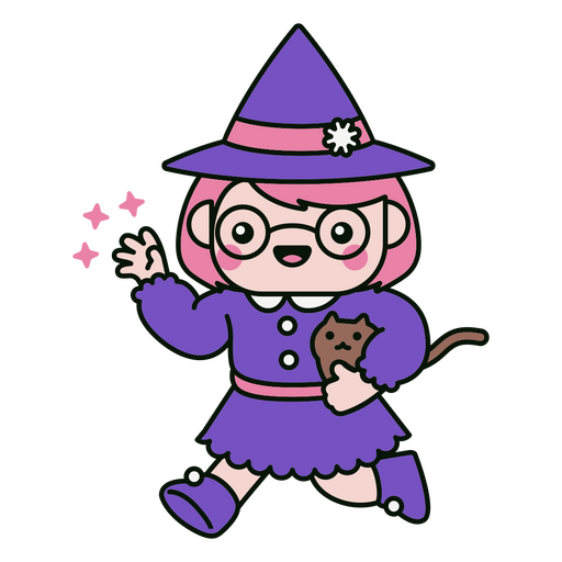 Cute kawaii witch character PNG Design