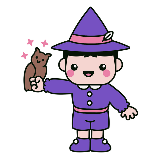 Cute kawaii wizard character PNG Design