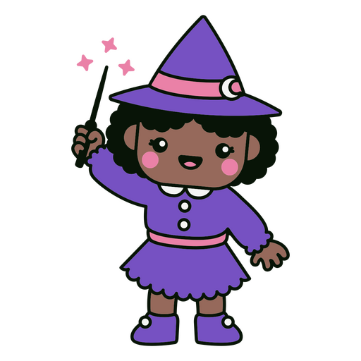 Cute kawaii witch cartoon PNG Design