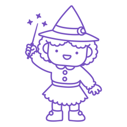 Linda bruja kawaii con varita mágica Diseño PNG