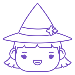 Niedliche kawaii Hexenkopf-Ikone PNG-Design