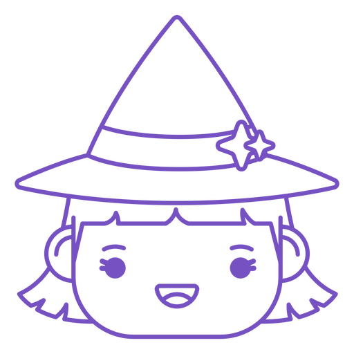 Cute kawaii witch head icon PNG Design