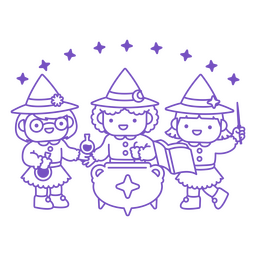 Cute witches cooking magic spell PNG Design
