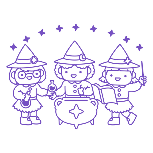 Cute witches cooking magic spell PNG Design