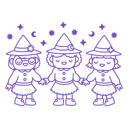 Lindas mejores amigas brujas Diseño PNG