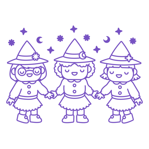 Cute best friend witches PNG Design