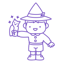 Cute kawaii wizard with owl PNG Design