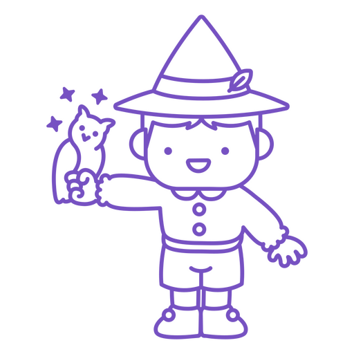 Lindo mago kawaii con búho Diseño PNG