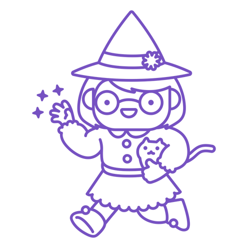 Cute witch holding cat PNG Design