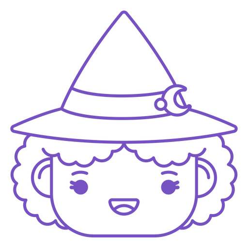 Cute witch character head PNG Design