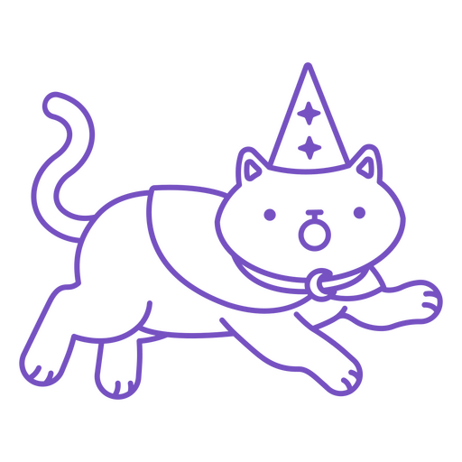 Kawaii wizard cat cartoon PNG Design